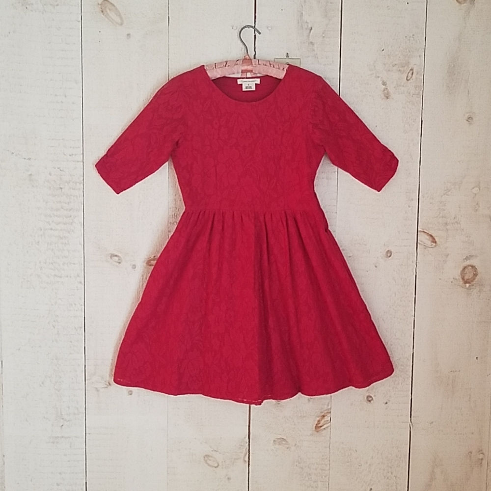 Vibrant Red Lacy Mini Dress with Built-in Slip